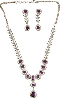 GEMRON JEWEL Brass Rhodium Purple, White Jewellery Set(Pack of 1)