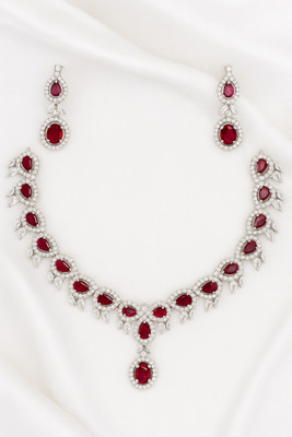 KHUSNISH Alloy Rhodium Red, Blue, White Jewellery Set(Pack of 1)