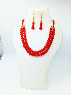 MITRA CREATION Crystal Red Jewellery Set(Pack of 1)