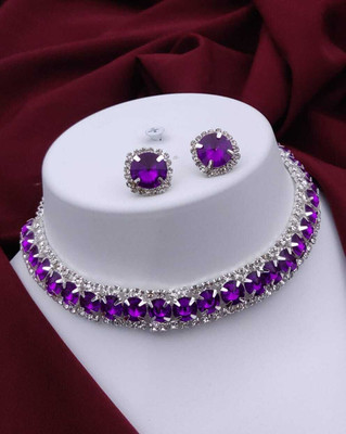 ShringarHouse Stone, Alloy Sterling Silver, Silver Silver, Purple Jewellery Set(Pack of 1)