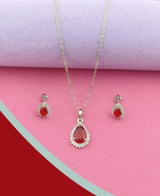 Aviate Alloy Silver Pink, Silver Jewellery Set(Pack of 1)