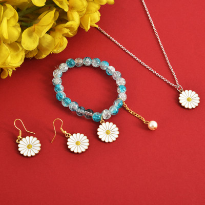 enten Metal Gold-plated White Jewellery Set(Pack of 3)