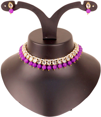 Swarajshop Alloy Gold-plated Purple Jewellery Set(Pack of 3)