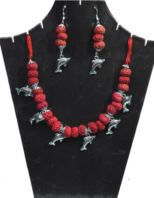A S enterprize Oxidised Silver Red Jewellery Set(Pack of 1)