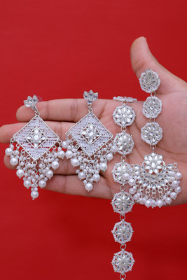 VISITART JEWELLERY Alloy Silver White Jewellery Set(Pack of 3)