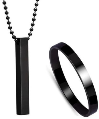 house of common Stainless Steel Titanium Black Jewellery Set(Pack of 2)