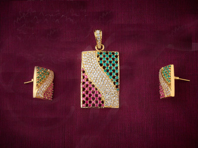 Vadaamalar Metal Gold-plated Gold, Ruby Red, Green, White Jewellery Set(Pack of 1)