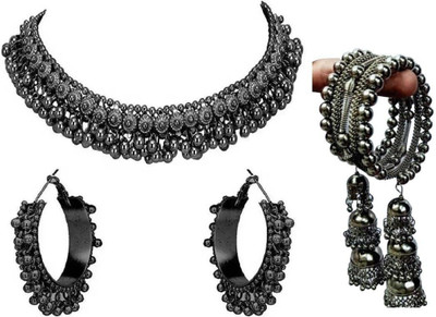 COSMODUST Oxidised Silver Black Silver Black Jewellery Set(Pack of 1)