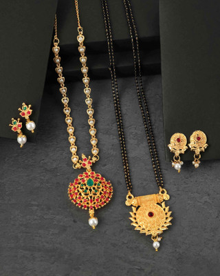 DIKSHA COLLECTION Alloy Gold, Red Jewellery Set(Pack of 1)