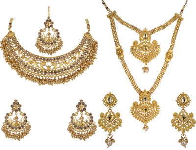 R A Enterprises Alloy Gold-plated Gold Jewellery Set(Pack of 7)
