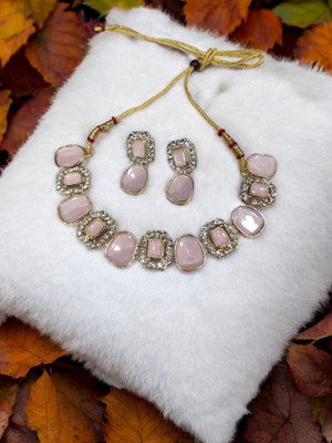 R A Enterprises Alloy Gold-plated Pink Jewellery Set(Pack of 3)