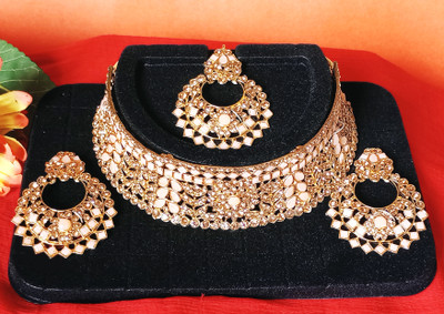 FKSAJS Alloy Gold Jewellery Set(Pack of 4)