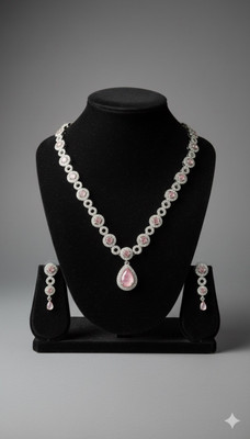 Dazzle Jewel Alloy Pink Jewellery Set(Pack of 1)