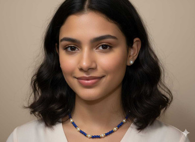 Mohini enterprises Mother of Pearl Gold-plated Blue, White Jewellery Set(Pack of 1)