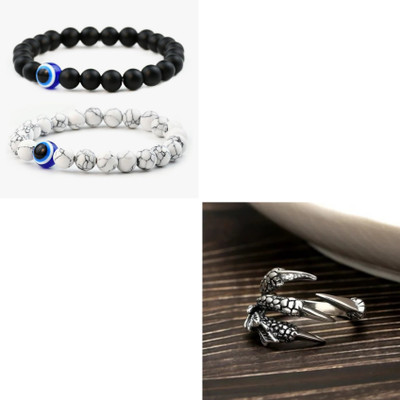 MAATRCHAAYA Crystal, Stainless Steel Sterling Silver Silver, Black, White Jewellery Set(Pack of 2)