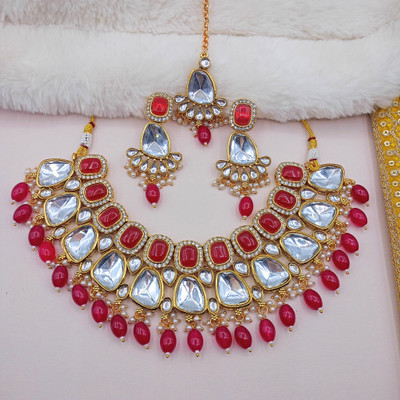 NANDAI Alloy Gold-plated Red Jewellery Set(Pack of 1)