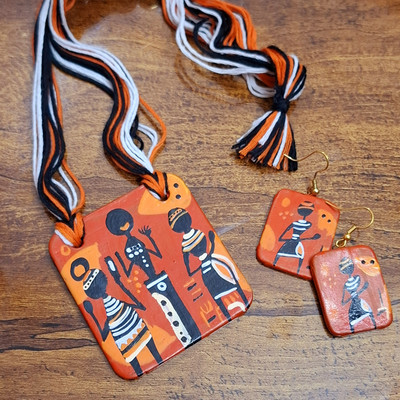 AVIGHNA Terracotta, Dori Orange Jewellery Set(Pack of 1)