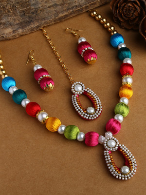 Akshara Dori Gold-plated Multicolor Jewellery Set(Pack of 3)