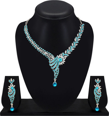 Atasi International Alloy Rhodium Silver, Blue Jewellery Set(Pack of 1)