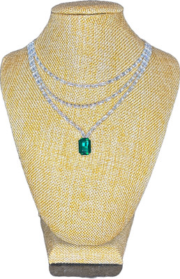 MKJ Alloy Sterling Silver Green Jewellery Set(Pack of 1)