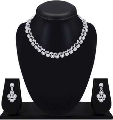 Atasi International Alloy Rhodium Silver, White Jewellery Set(Pack of 1)