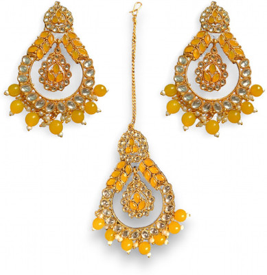 ACCESSHER Brass Yellow Jewellery Set(Pack of 1)