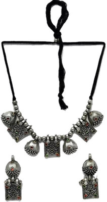 khannak Oxidised Silver Silver, Multicolor Jewellery Set(Pack of 1)