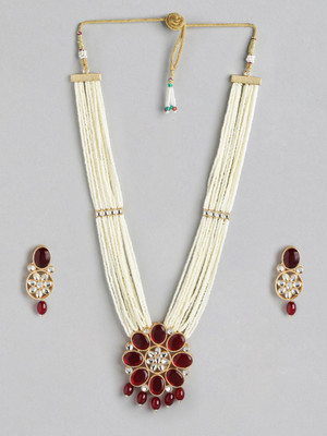 ANOUK Brass Gold-plated Maroon Jewellery Set(Pack of 3)
