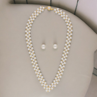 Sri Jagdamba Pearls Alloy Gold-plated White Jewellery Set(Pack of 1)