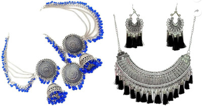 JMBW INTERNATIONAL Alloy Silver, Black, Blue Jewellery Set(Pack of 2)