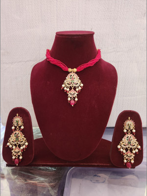 SHIRISHA Brass Gold-plated Red Jewellery Set(Pack of 1)