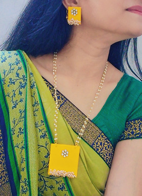 AGASTYA CREATIONS Fabric Yellow Jewellery Set(Pack of 1)