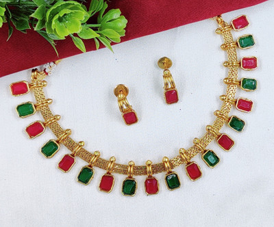 house of common Alloy Gold-plated Red Jewellery Set(Pack of 1)
