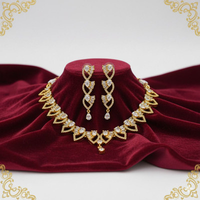 Amoha Lifestyle Alloy Gold-plated Gold, White Jewellery Set(Pack of 2)