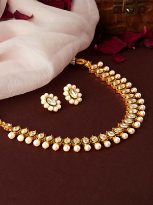 RUBANS Alloy Gold-plated Gold, White Jewellery Set(Pack of 1)