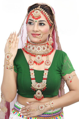 SHIV SHAKTI JEWELLERS Alloy Gold-plated Red Jewellery Set(Pack of 1)