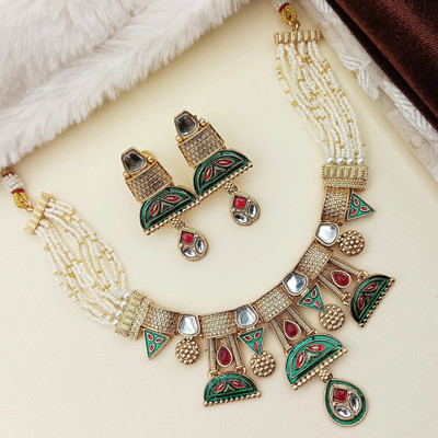 NANDAI Alloy Green Jewellery Set(Pack of 1)