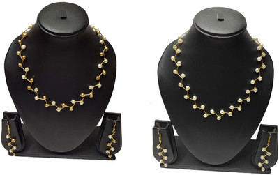 UTTARAI Alloy Gold-plated Yellow, White Jewellery Set(Pack of 1)