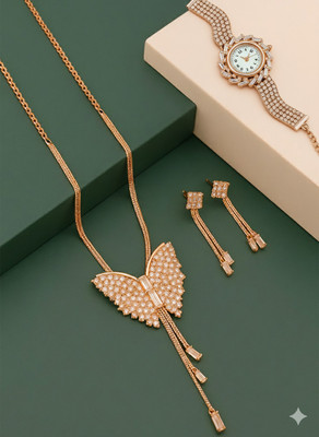 KRIMO Metal Gold-plated Rose Gold Jewellery Set(Pack of 2)