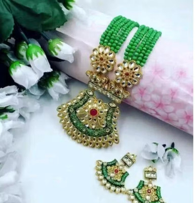 SHYAM Alloy Gold-plated Green Jewellery Set(Pack of 1)