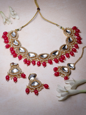 Sukkhi Alloy Gold-plated Pink Jewellery Set(Pack of 1)