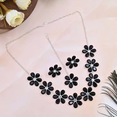 TiaraLuxe Alloy Sterling Silver Black Jewellery Set(Pack of 1)