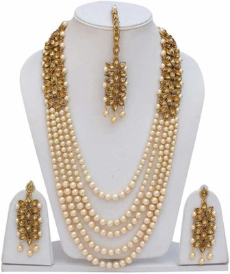 Ronak Fashion Alloy Gold-plated White Jewellery Set(Pack of 1)
