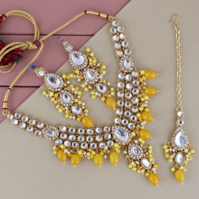 Lucky Jewellery Alloy Gold-plated Yellow Jewellery Set(Pack of 4)