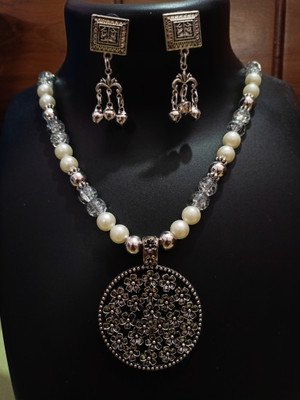 SSCREATION Oxidised Silver White, Silver Jewellery Set(Pack of 1)