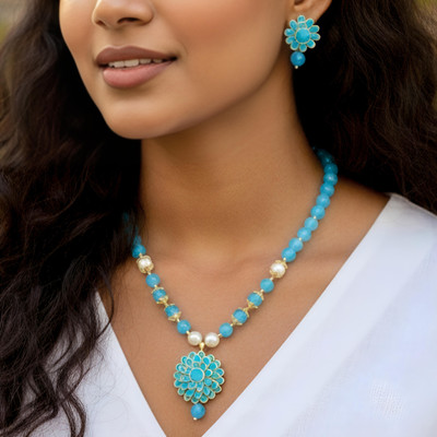 Hi_BAA Alloy Blue Jewellery Set(Pack of 1)