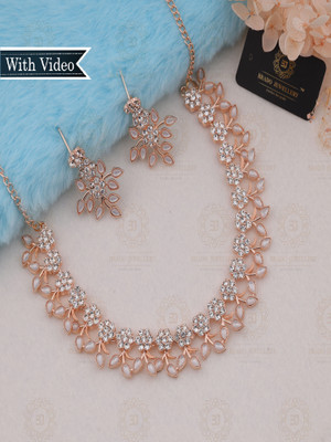 brado jewellery Brass Gold-plated White Jewellery Set(Pack of 1)