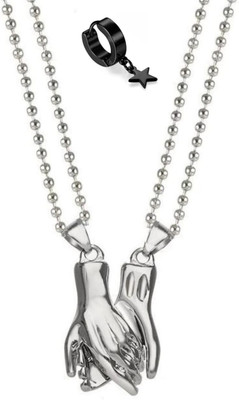 MAATRCHAAYA Stainless Steel Titanium, Sterling Silver Silver, Black Jewellery Set(Pack of 2)