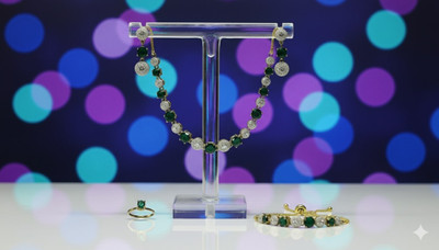 Dazzle Jewel Alloy Silver Green Jewellery Set(Pack of 1)