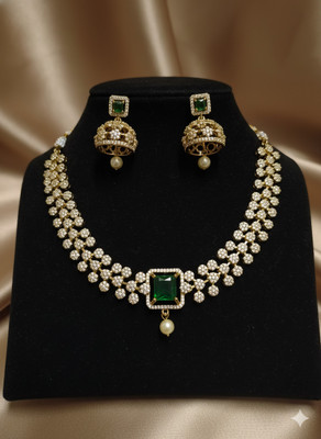 sr pro Alloy Gold-plated White Jewellery Set(Pack of 1)